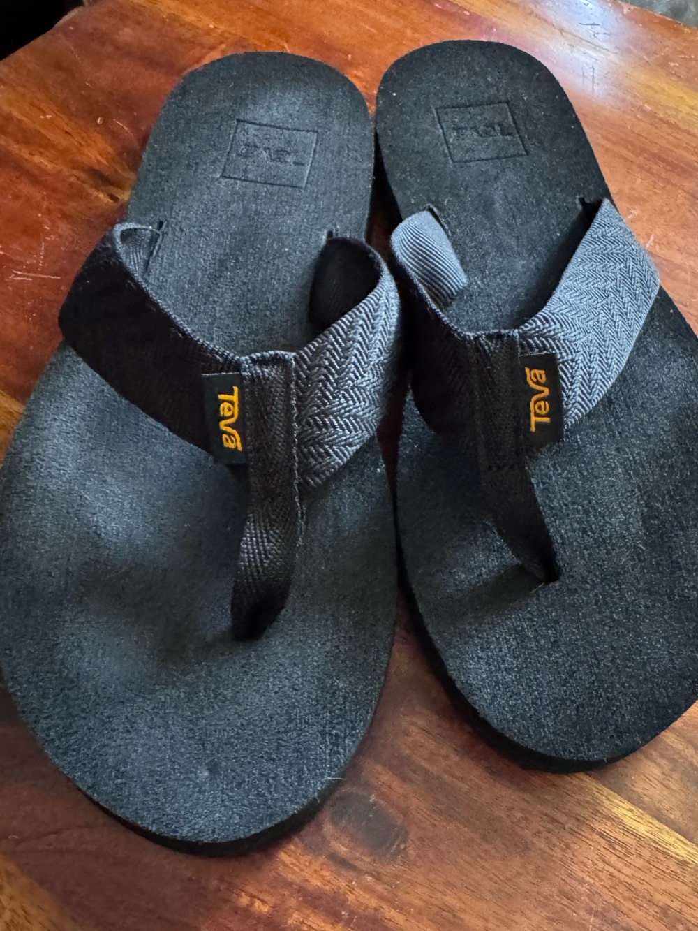 Teva Black Women's Sandal Flip-Flops with Yellow Logo